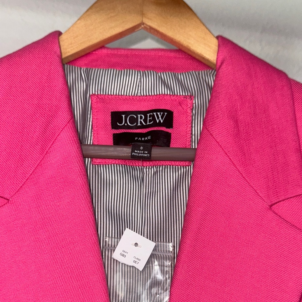 J. Crew : Parke Blazer in Bright Pink Stretch Linen Blend - Size 0 - Picture 7 of 15